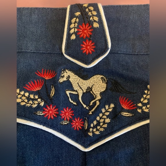 NWT Unique Vintage Denim Wiggle Skirt Horse embroidery Medium. Hard to Find - Picture 3 of 10